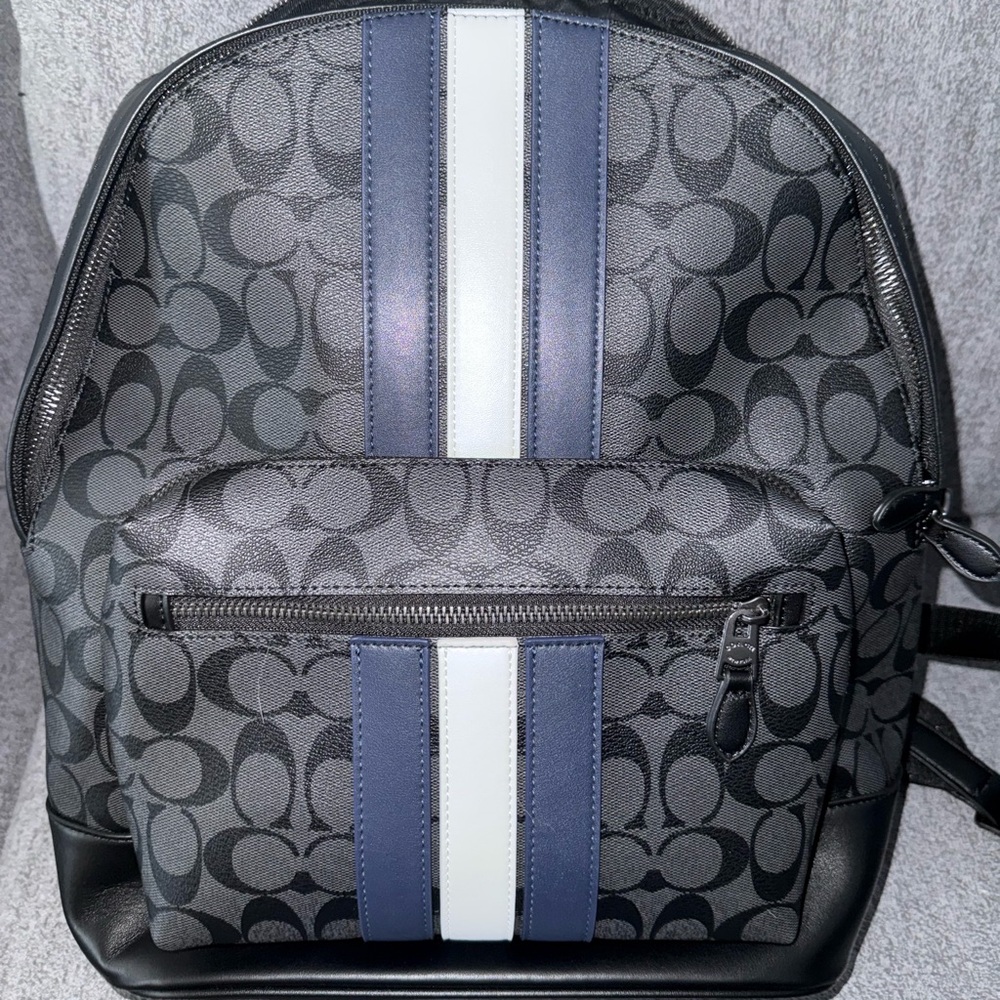 Coach Men's Black and Blue Backpack